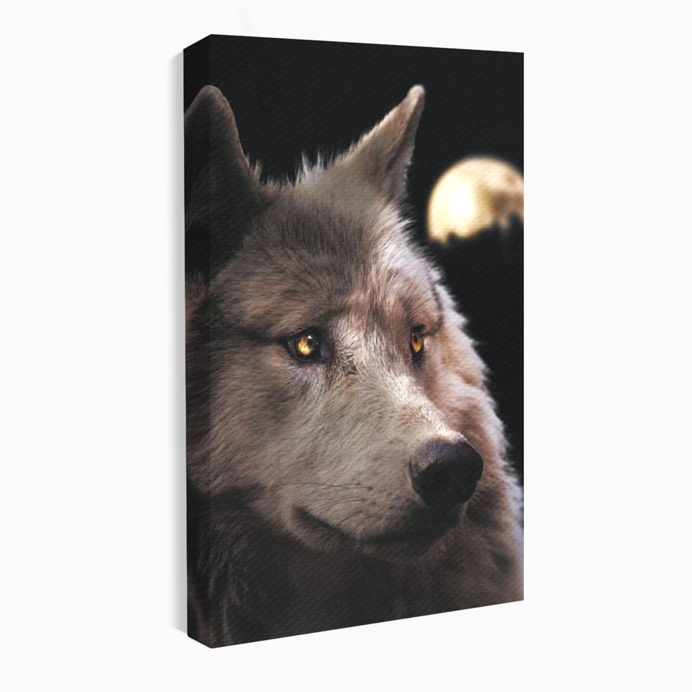 Tablou canvas cu tablou canvas cu cap de lup, fara rama, pe sasiu de lemn